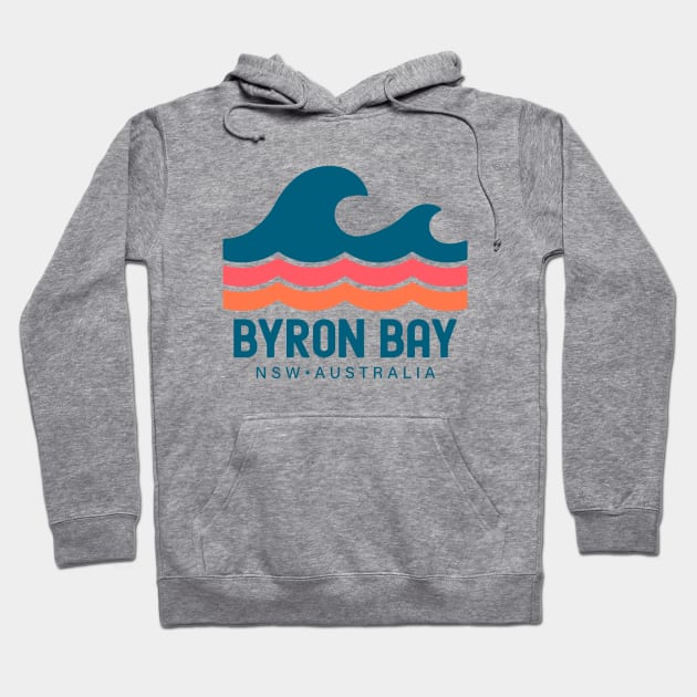 Byron Bay Australia NSW Vintage Waves Hoodie by TGKelly